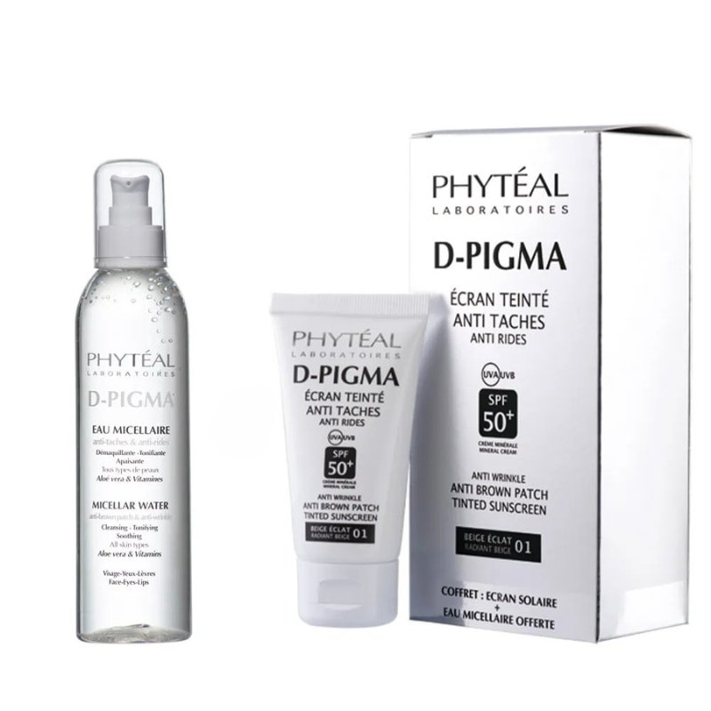 PHYTEAL Dpigma Ecran Teinte Beige Eclat SPF 50+eau Micellaire a L'aloe Vera 150ML (offerte)