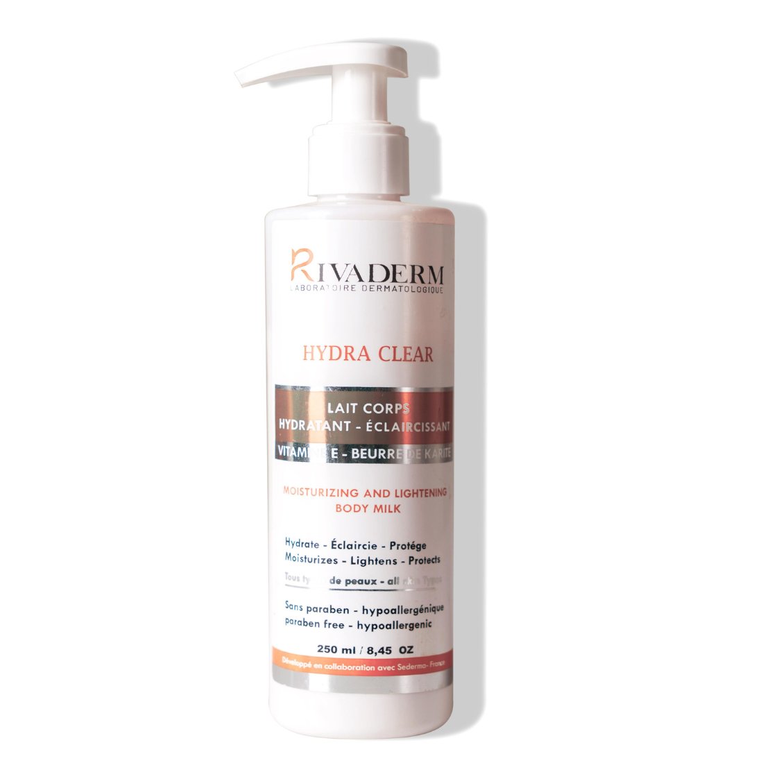 RIVADERM Hydra Clear Lait de Corps Hydratant et Éclaircissant 250ML