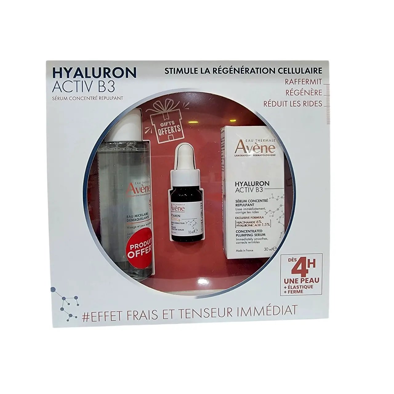 Coffret : Hyaluron activ B3 sérum concentré 30 ml + Sérum correcteur éclat 10 ml + Eau micellaire 100 ml